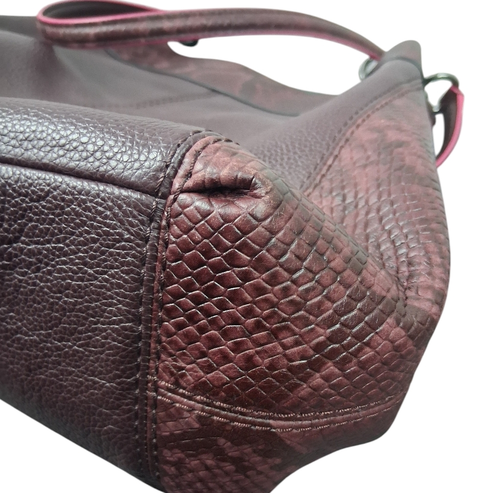 Coach Lexy Python Embossed Shoulder Maroon Leathe… - image 4